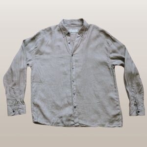 Vintage Abercrombie & Fitch 90s Linen Button-Up Shirt XL Sage Olive